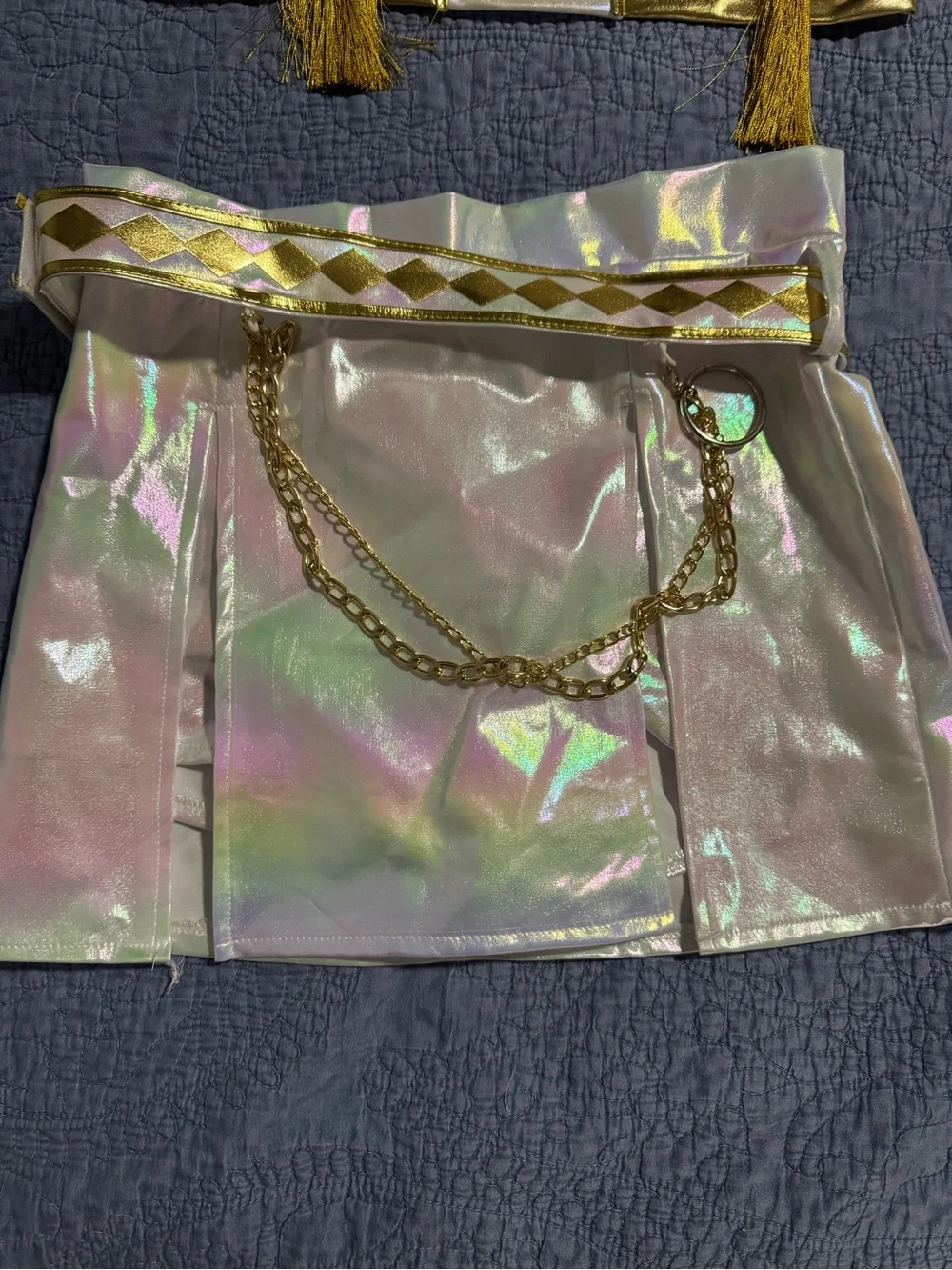 Kids Holographic Gold Trim Costume Set-Zoey with Wig